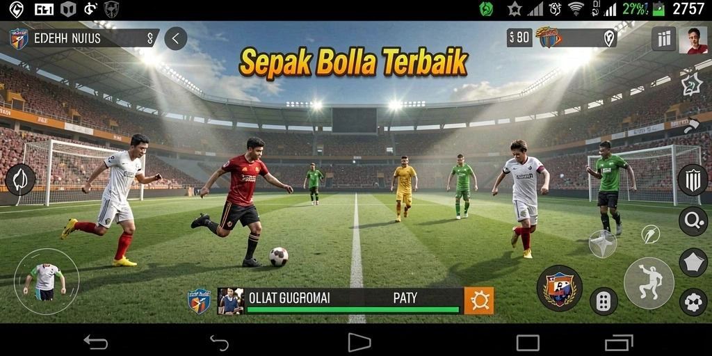 Screenshot gameplay <strong>2757</strong> menampilkan momen mendebarkan di lapangan hijau.