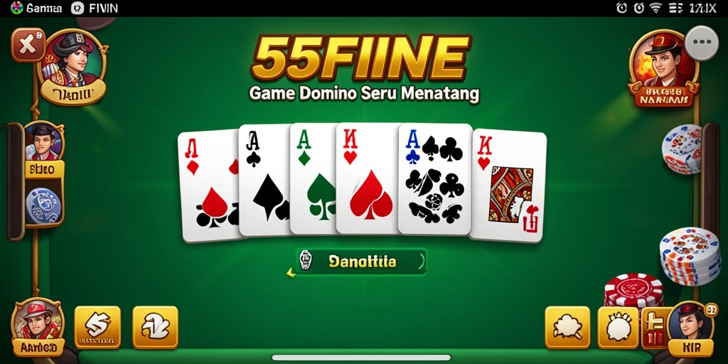 Screenshot utama 55FIVE menampilkan gameplay seru dari permainan Domino.