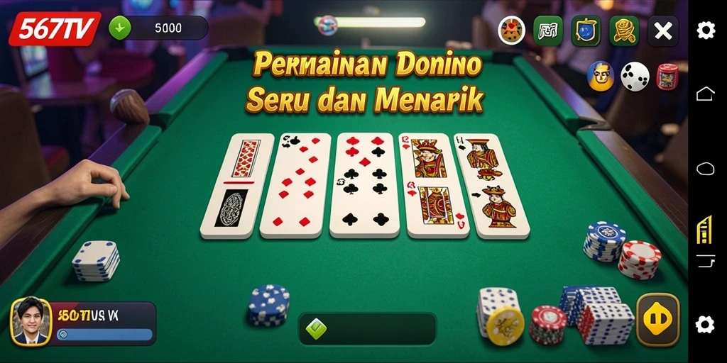 Screenshot gameplay Domino di aplikasi 567TV yang menarik.