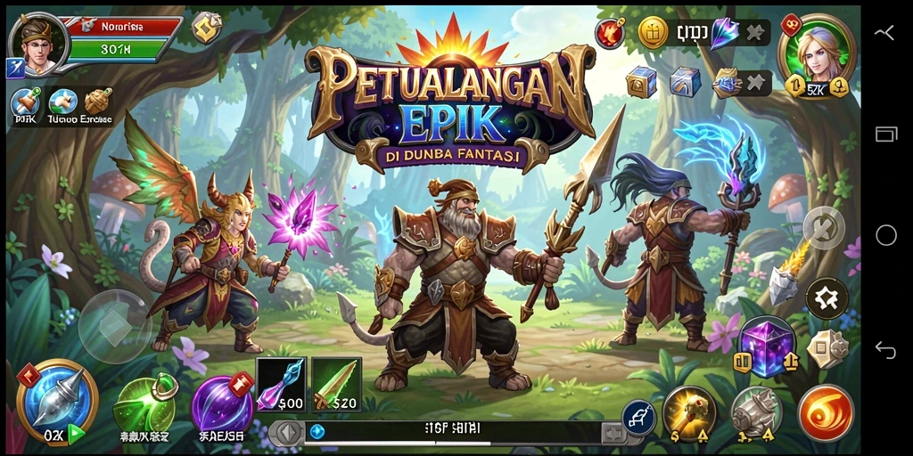 Screenshot gameplay <strong>5ZK</strong> menunjukkan aksi pertempuran yang mendebarkan di dunia fantasi.