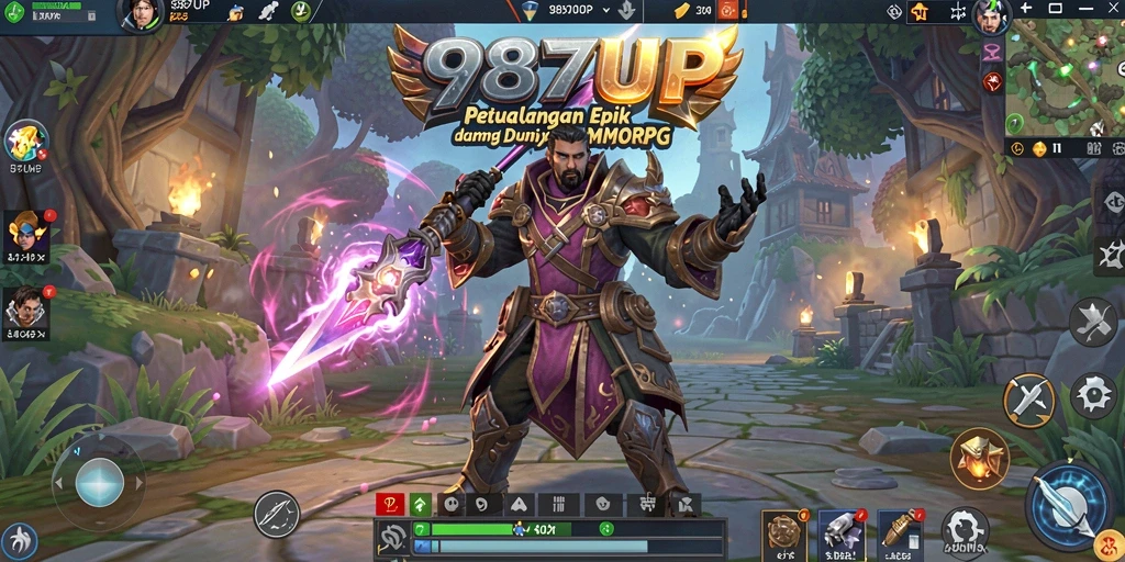 Screenshot utama 987UP menampilkan aksi gameplay seru di dunia MMORPG.