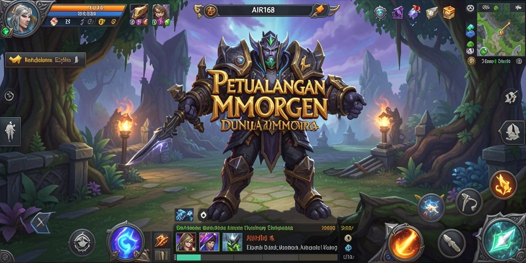 Tangkapan layar utama AIR168 menampilkan aksi seru dalam dunia MMORPG.