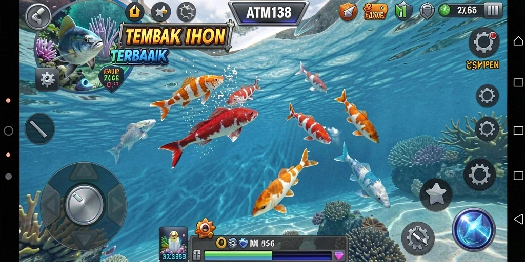 Tangkapan layar utama dari gameplay Tembak Ikan yang seru.