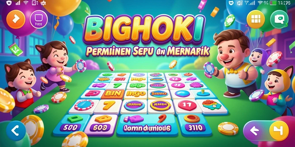 Tampilan gameplay BIGHOKI dengan warna cerah dan grafis menawan.