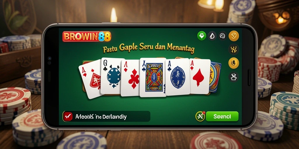 Tangkapan layar gameplay BROWIN88 yang menampilkan ketegangan permainan Gaple.