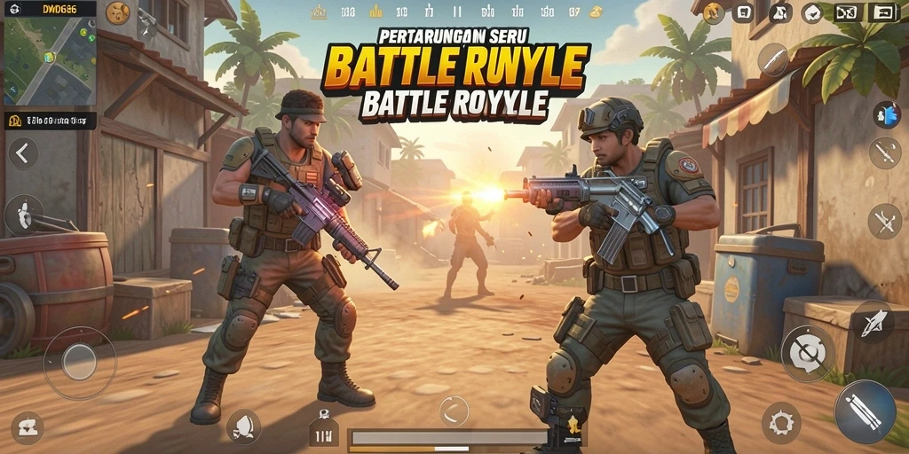 Tampilan gameplay DMD686 yang mendebarkan dan penuh aksi Battle Royale.