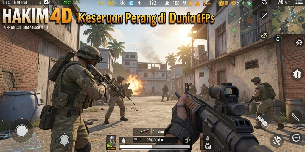 Screenshot HAKIM4D menampilkan aksi tembak-menembak yang intens dalam gameplay FPS.