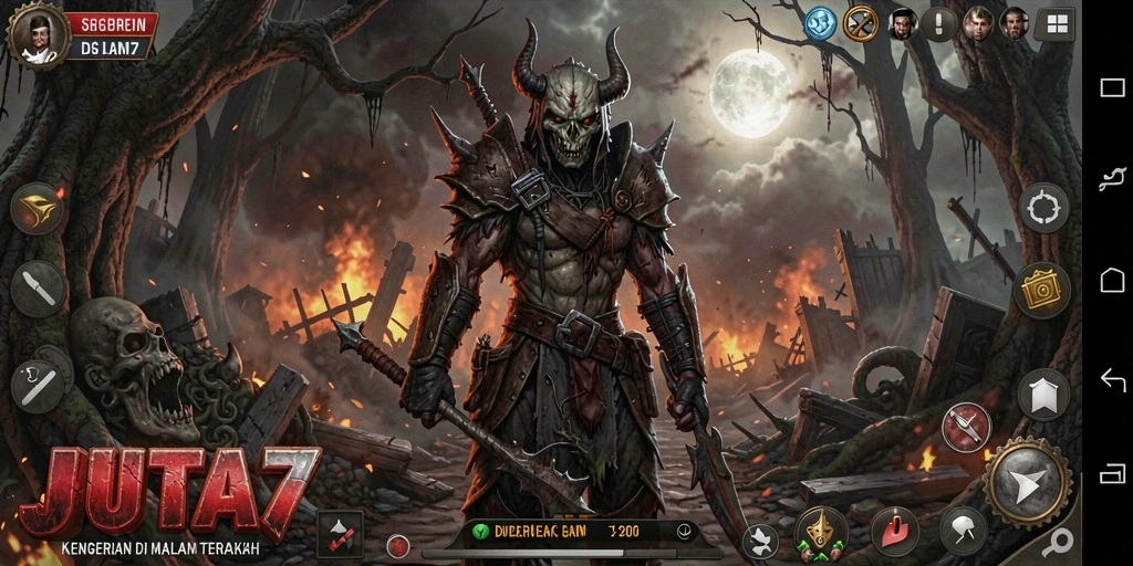 Tangkapan layar menampilkan gameplay menyeramkan penuh ketegangan di JUTA7.