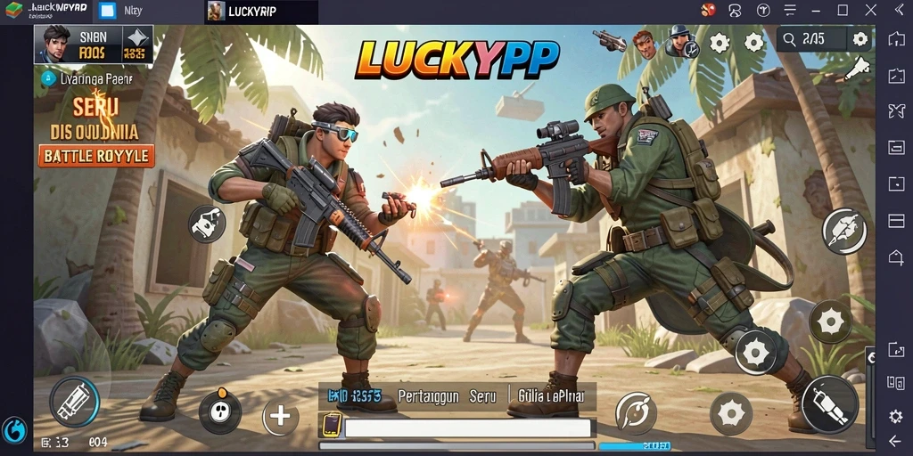 Tampilan gameplay seru di LUCKYRP saat pertempuran berlangsung.