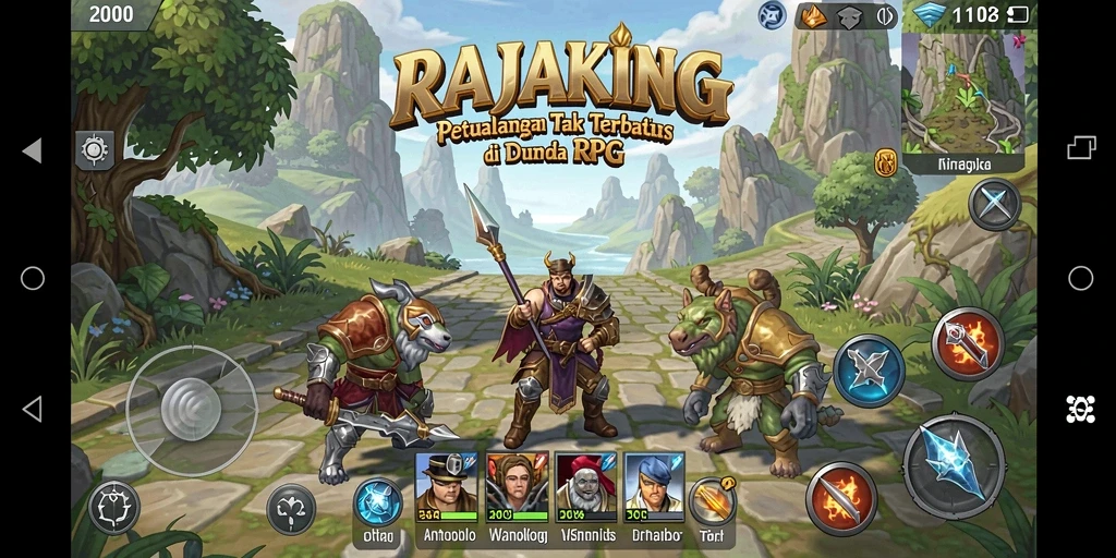 Tampilan gameplay menarik dari RAJAKING dengan banyak aksi RPG.