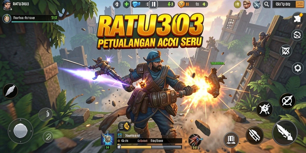 Menampilkan aksi epik dalam gameplay <strong>RATU303</strong> yang mendebarkan.