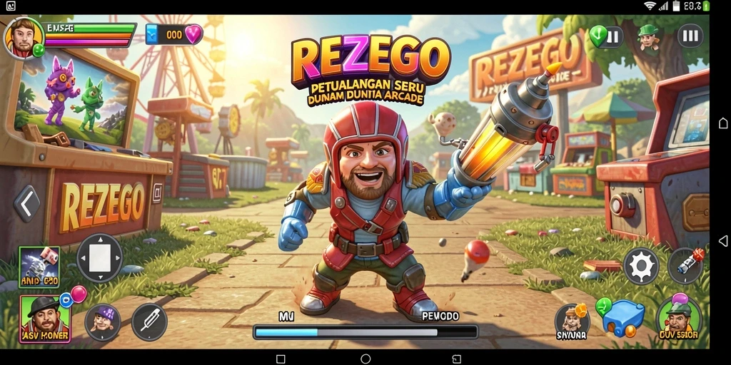 Tampilan menarik dari gameplay REZEGO yang seru dan penuh aksi.