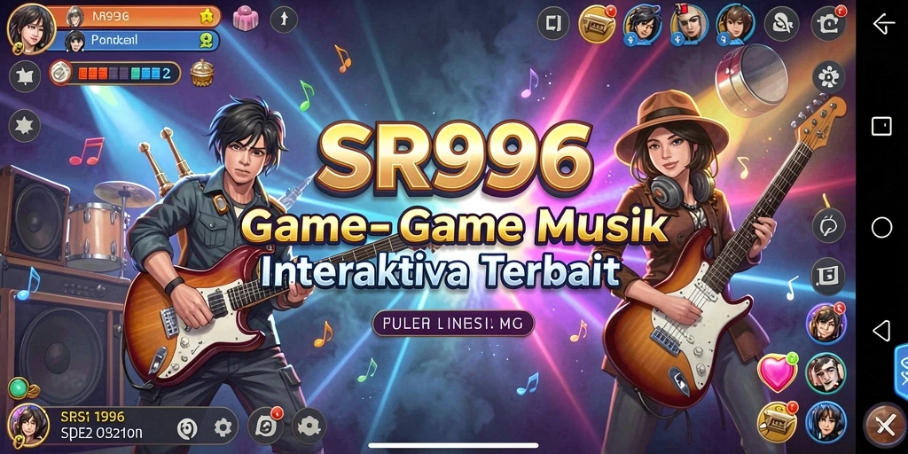 Tampilan gameplay SR996 yang penuh warna dan dinamis saat bermain musik.