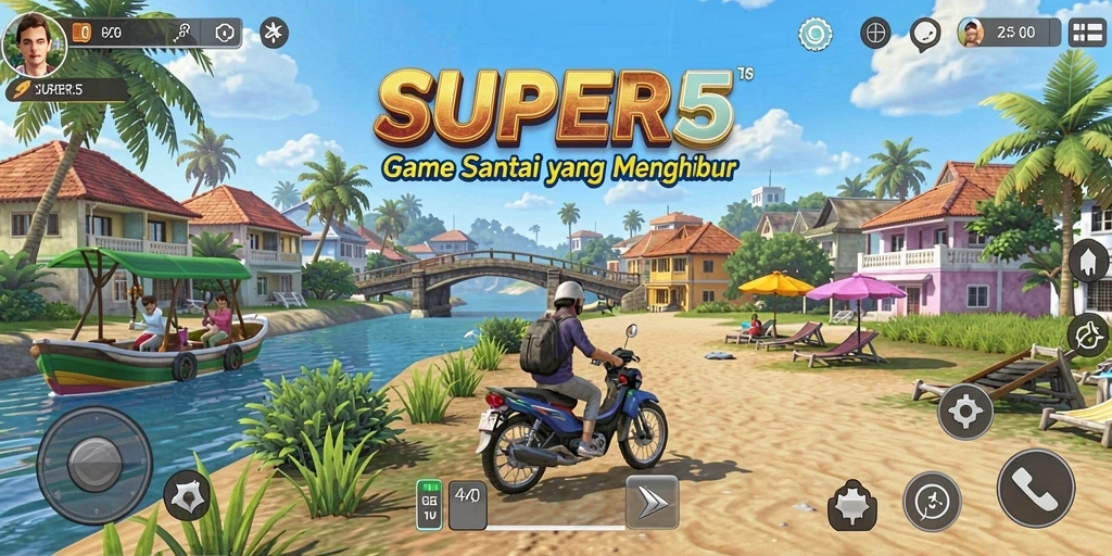 Tampilan menarik dari gameplay SUPER5 yang seru dan penuh warna.