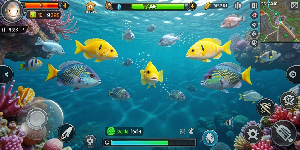 Tangkapan layar gameplay menampilkan aksi seru menembak ikan di TO288.
