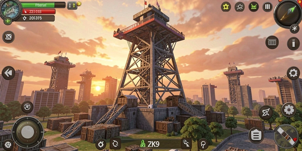 Tampilan gameplay ZK9 yang mendebarkan dalam Tower Defense.